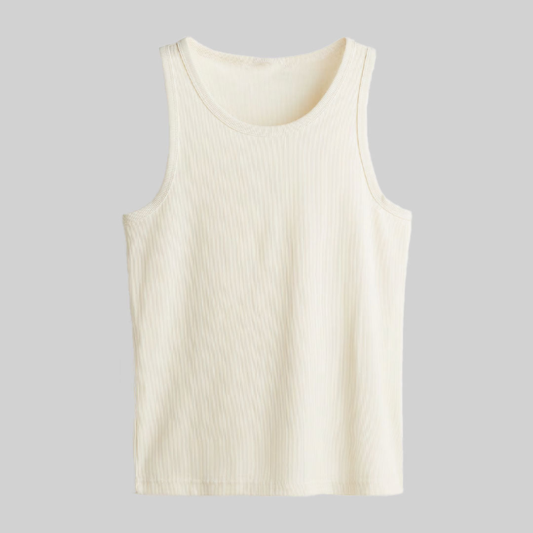 Slim Fit Ribbed vest top / Beige