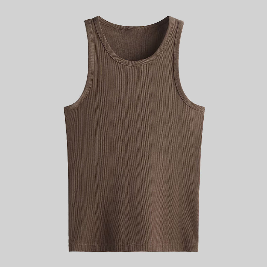 Slim Fit Ribbed vest top / Brown