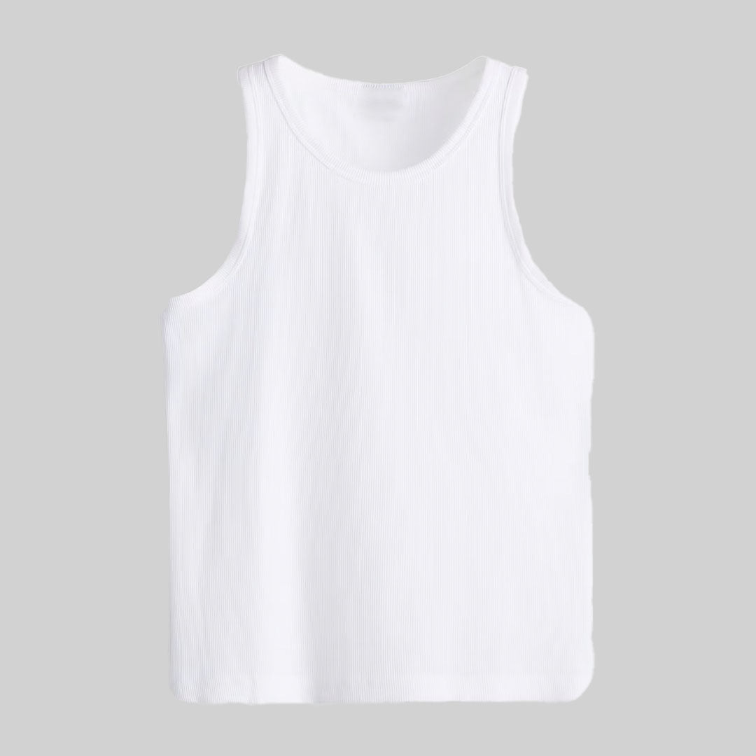 Slim Fit Ribbed vest top / White