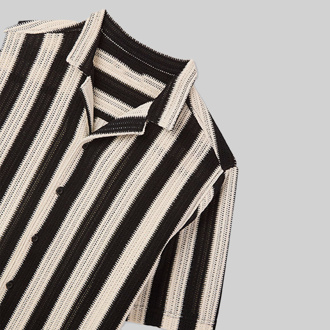 Striped crochet shirt Var / black