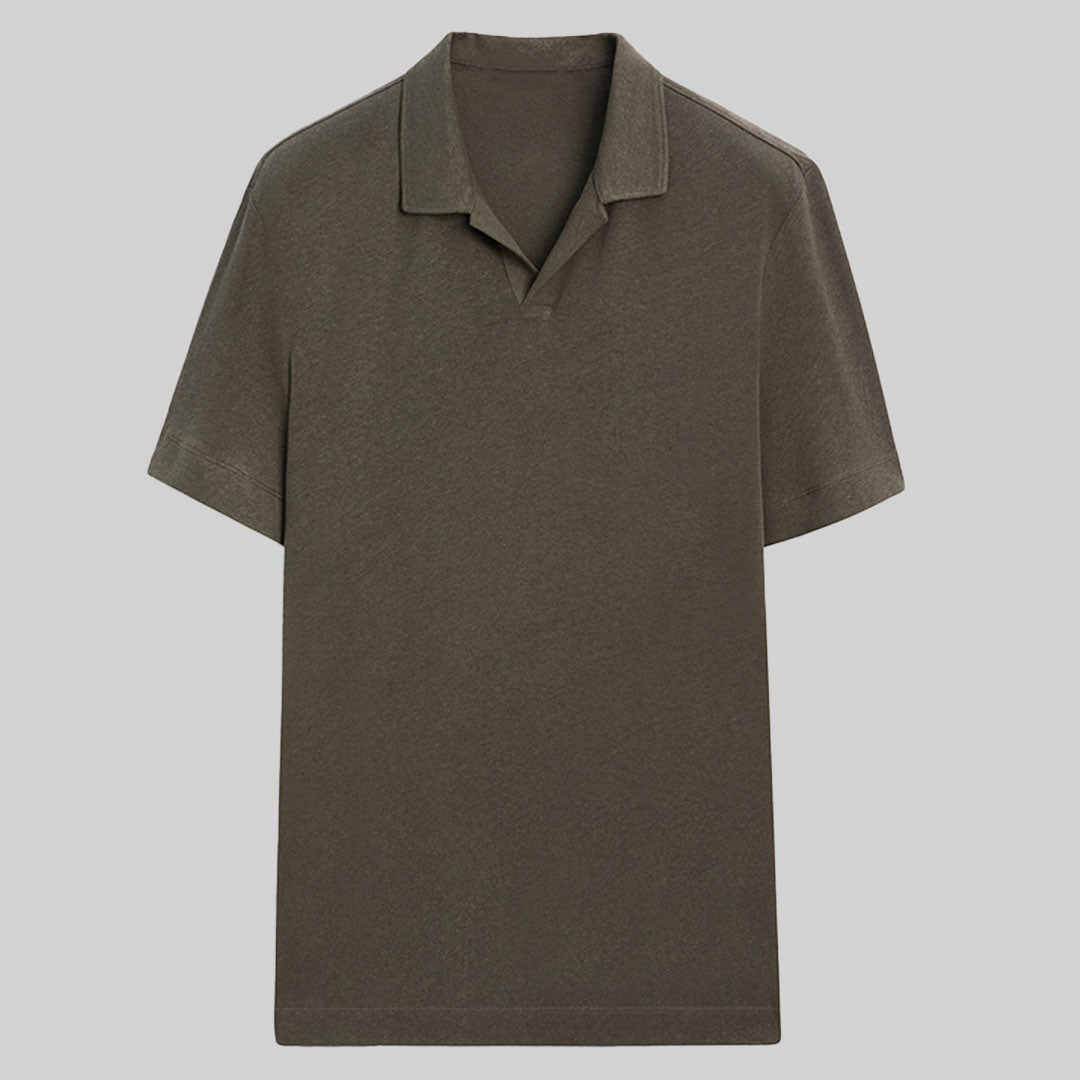 Linen-blend polo shirt