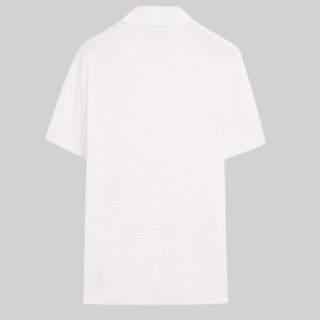 Linen-blend polo shirt / White
