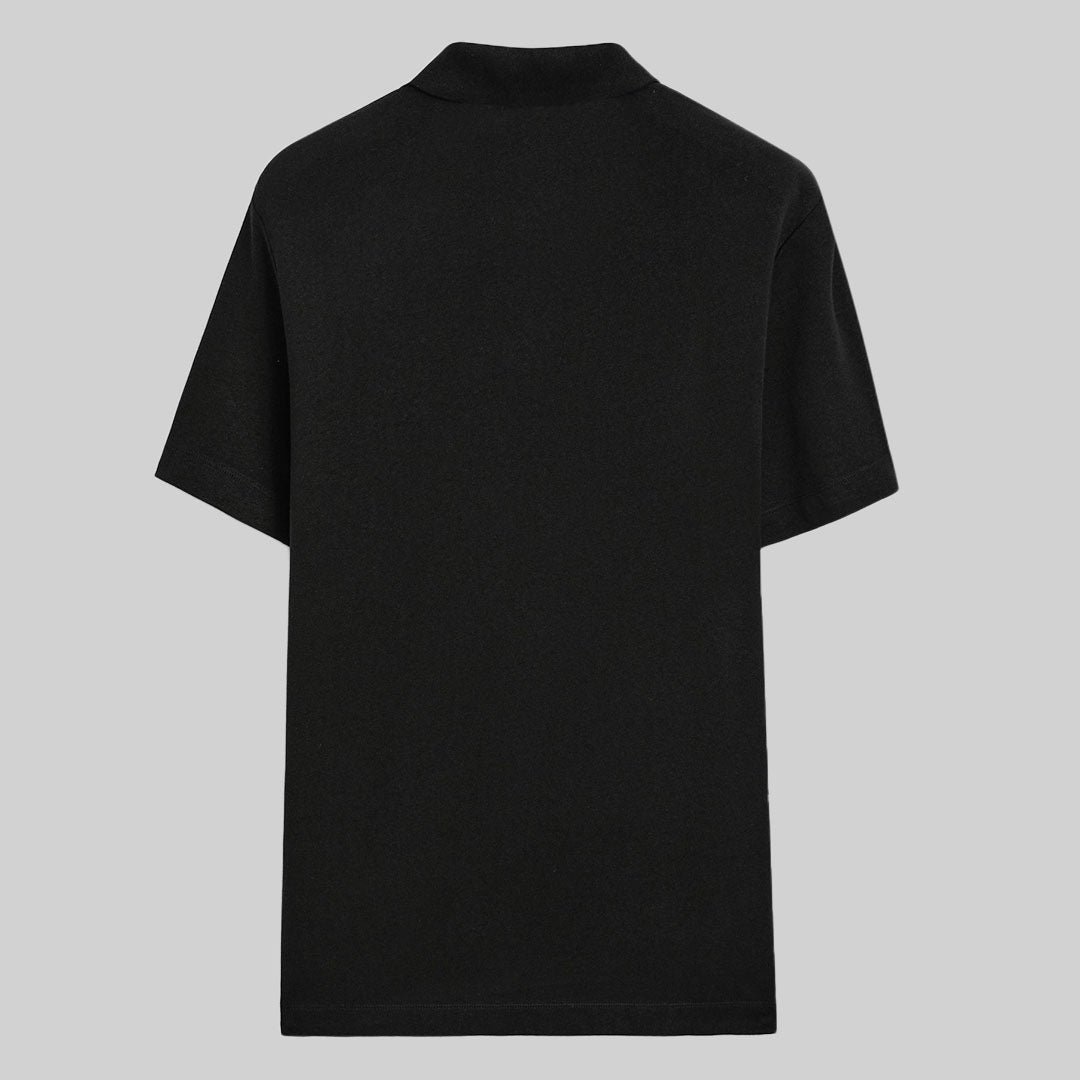 Linen-blend polo shirt / Black