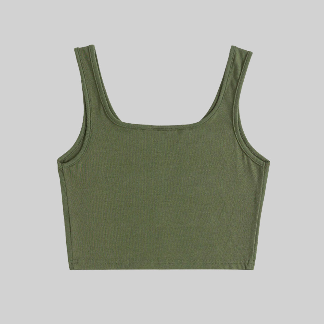 Square Deep Neck Top / Green