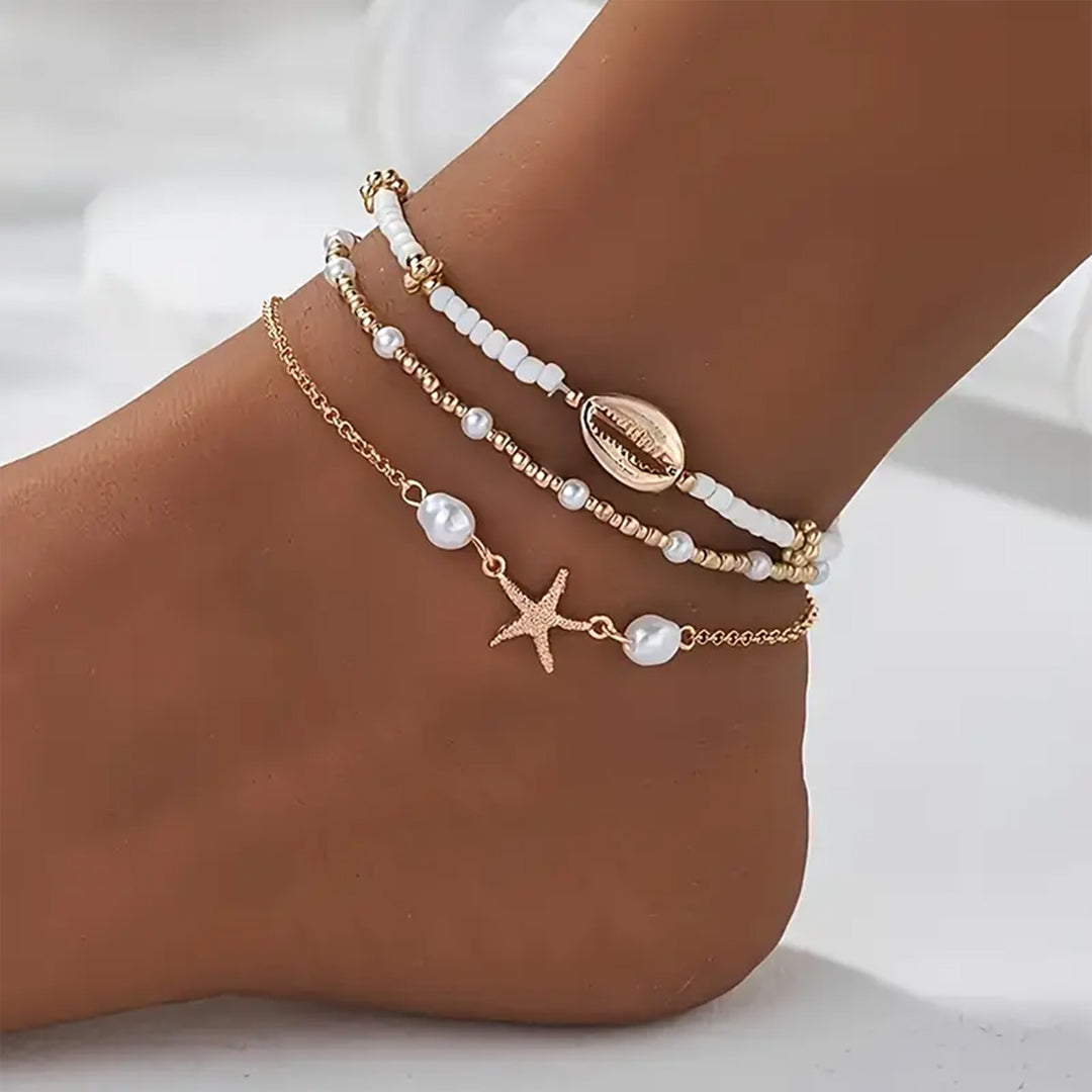 3pcs Ankle - Seaside Starfish & Shell