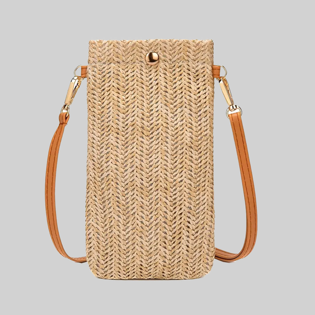 Lightweight Woven Straw Crossbody Phone Bag