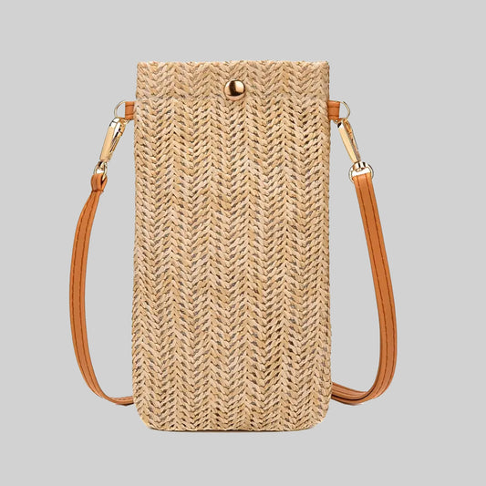 Lightweight Woven Straw Crossbody Phone Bag