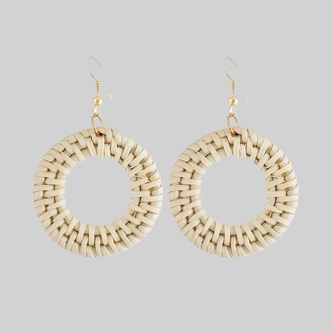 Wood Boho Style Earrings Woven