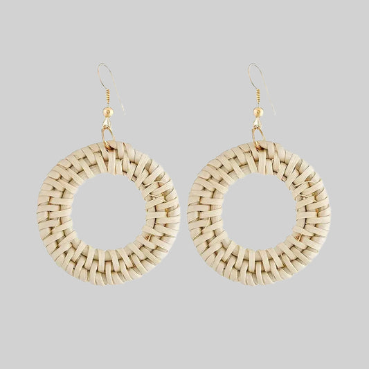 Wood Boho Style Earrings Woven