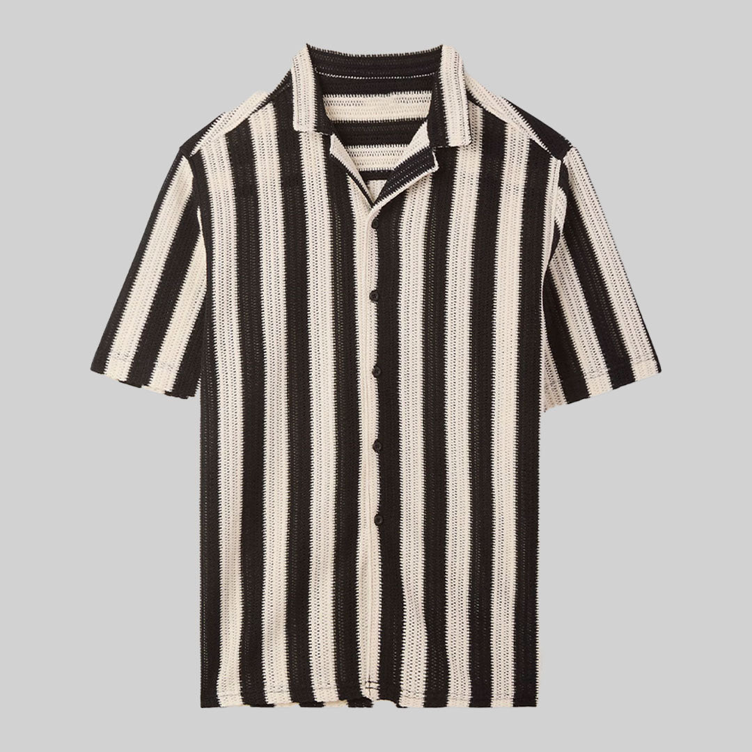 Striped crochet shirt Var / black
