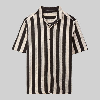 Striped crochet shirt Var / black