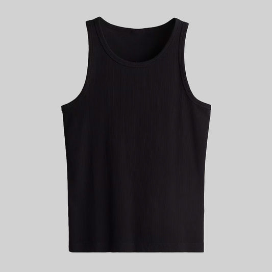 Slim Fit Ribbed vest top / Black