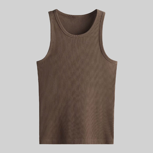 Slim Fit Ribbed vest top / Brown