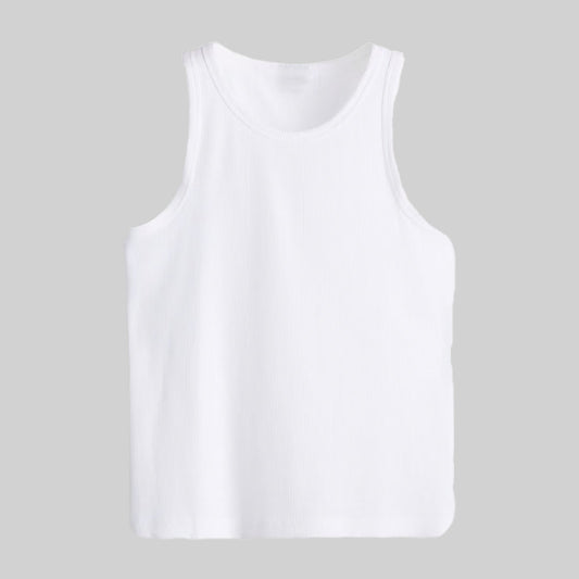 Slim Fit Ribbed vest top / White