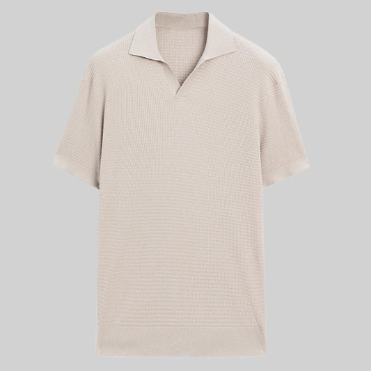 Linen-blend polo shirt / Beige
