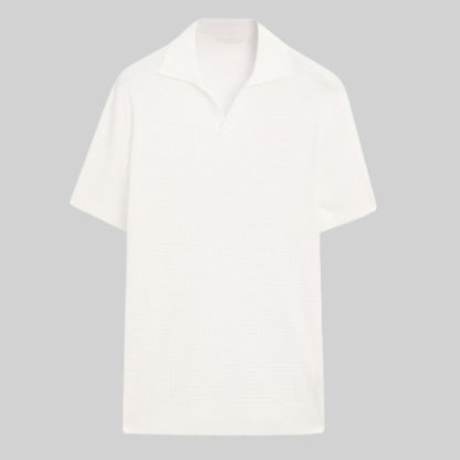 Linen-blend polo shirt / White