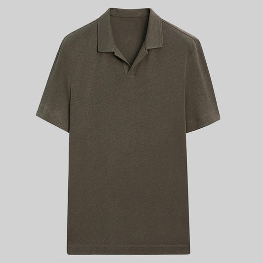 Linen-blend polo shirt