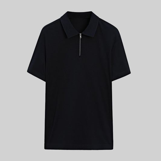 Half Zip Up Cotton T-shirt