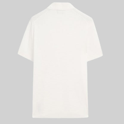 Linen-blend polo shirt / White