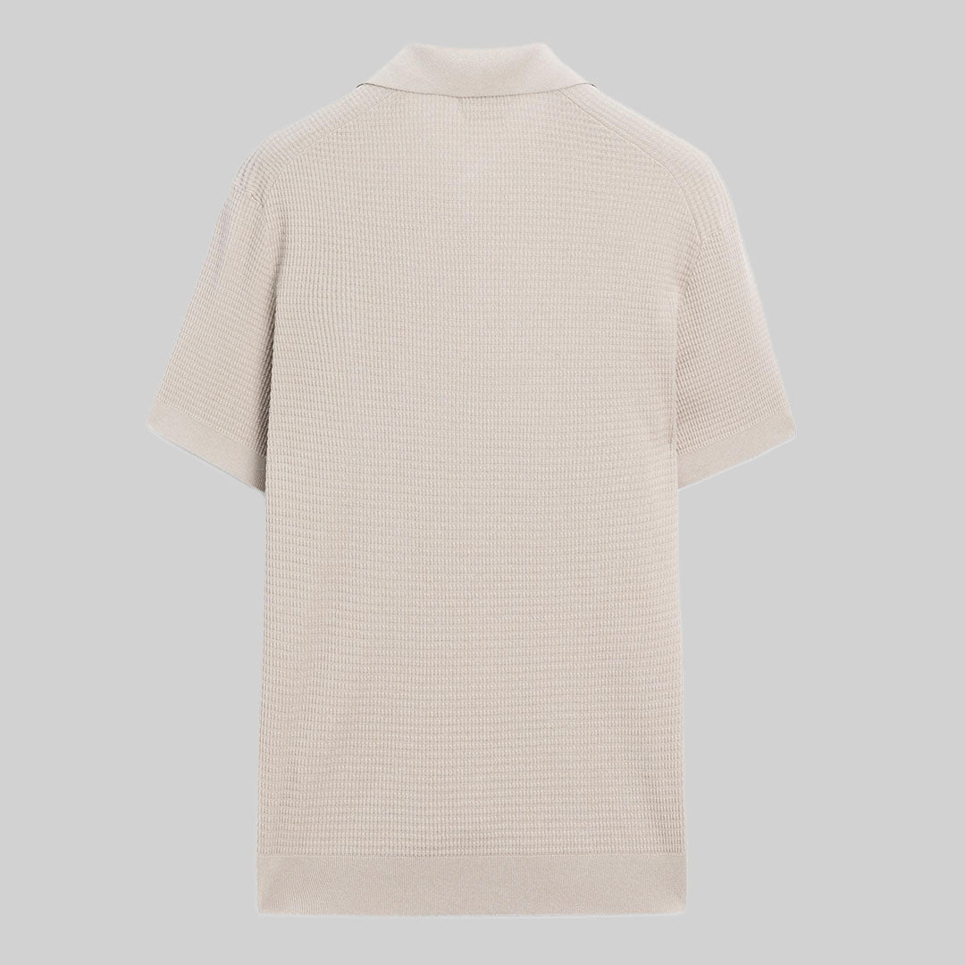 Linen-blend polo shirt / Beige