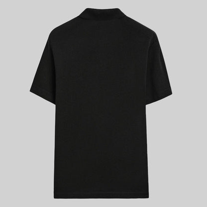 Linen-blend polo shirt / Black