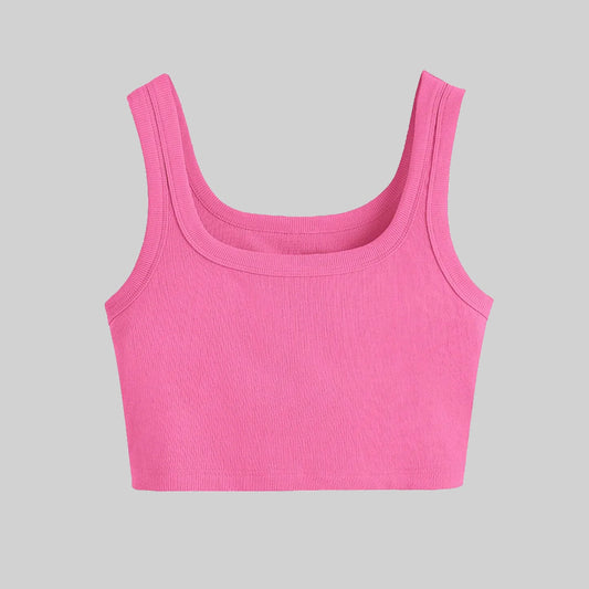 Square Deep Neck Top / Pink