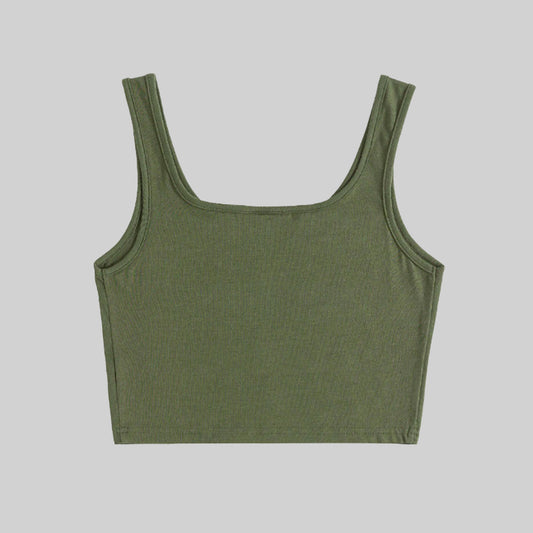 Square Deep Neck Top / Green